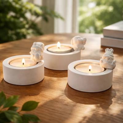 Osterdekoration - Teelichthalter mit kleinen Figürchen - 2-er Set