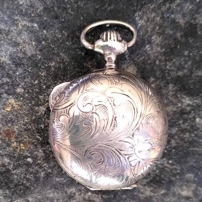 vintage Medaillon Taschenuhr Silber