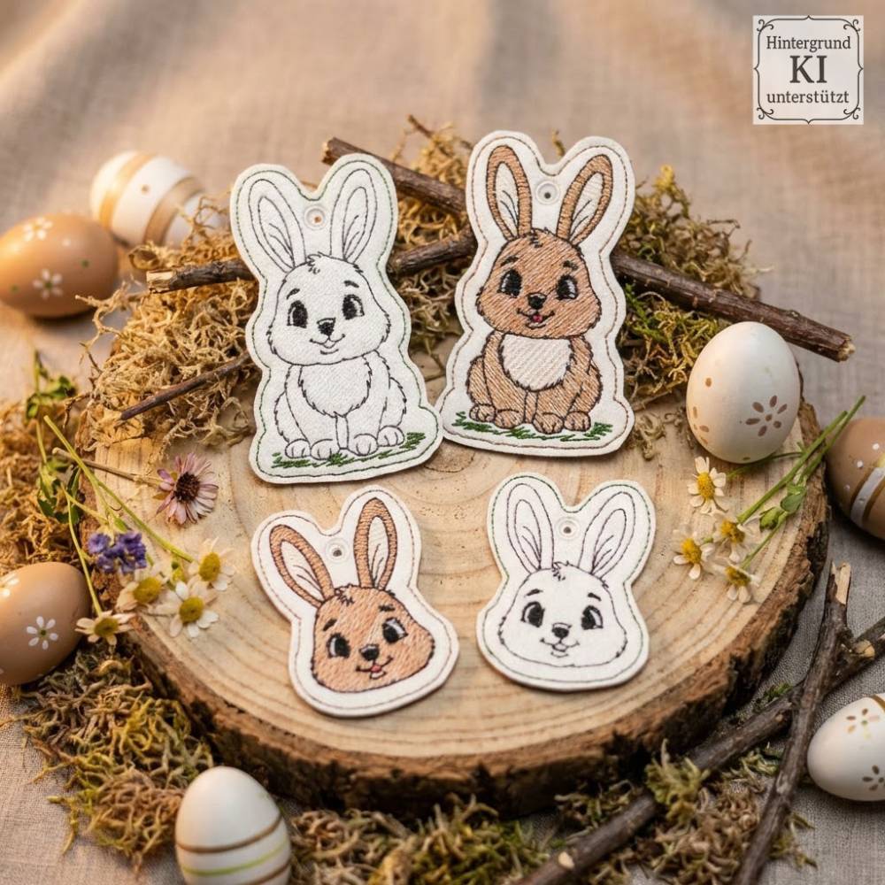 ITH Hasi Schlüsselanhänger Stickdateien – Shabby Stil ab 10x10 cm, 4 Motive Bild 4