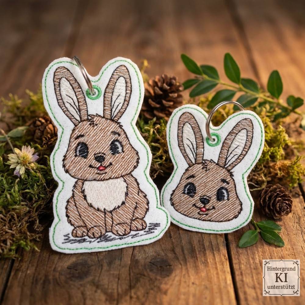 ITH Hasi Schlüsselanhänger Stickdateien – Shabby Stil ab 10x10 cm, 4 Motive Bild 6