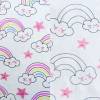 Rest 0,85cm Farbwechsel Baumwolljersey Stoff "Wolken Regenbogen Sterne" Magic natur/pink/schwarz-gelb blau pink