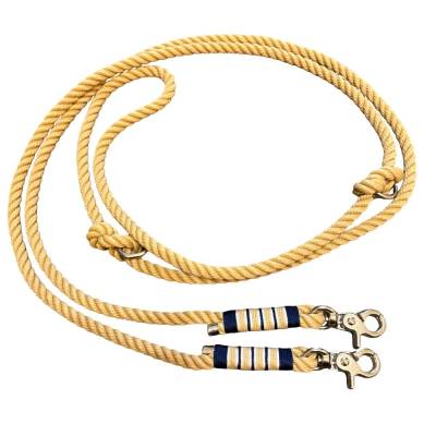 Hundeleine 6 mm, verstellbar, Tauleine, beige, blau, weiß, Karabiner, Länge ca. 2 m