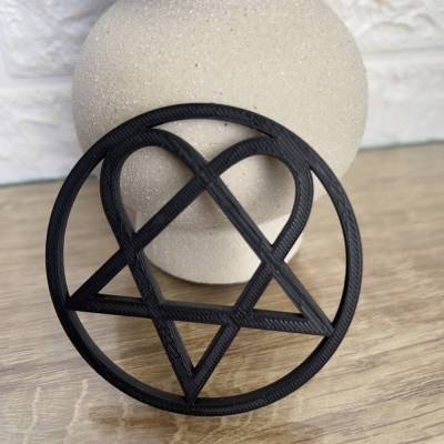 Mystischer Herz-Pentagramm Anhänger | HIM | Heartagram Fanart |3D-gedruckte Dark Deko | Valentinstgasgeschenk