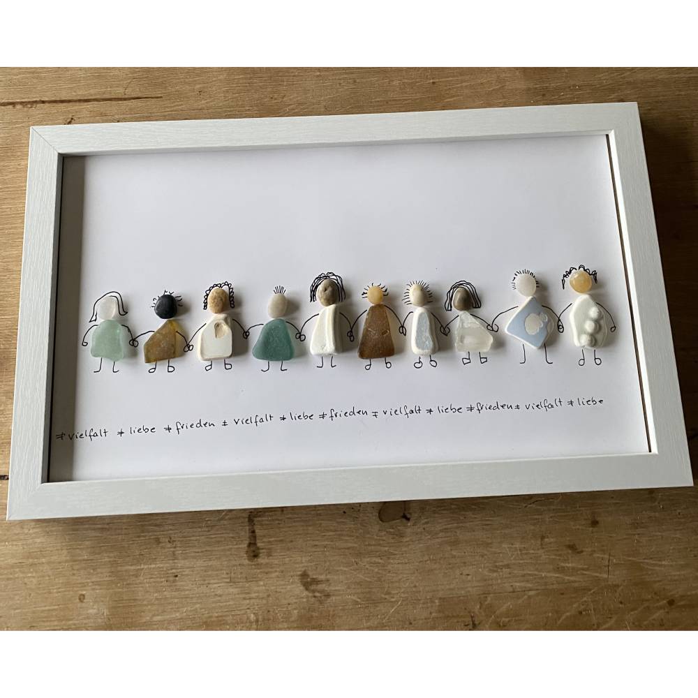 Bild mit Strandstenen, Steinbild, Vielfalt, Liebe, Frieden Bild 1