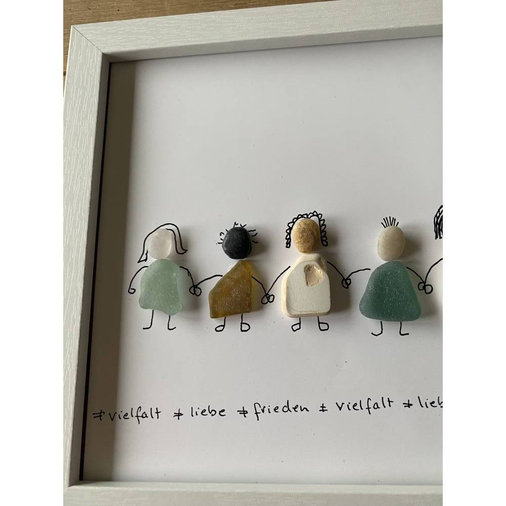 Bild mit Strandstenen, Steinbild, Vielfalt, Liebe, Frieden Bild 6