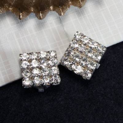 Vintage Ohrclips Strass – klassische Glasstein-Ohrringe, ca. 2,0 cm, silberfarben