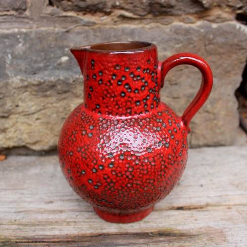 Scheurich Keramik Krug Vase 418-18 Rot Schwarz Fat Lava WGP 60er 70er Jahre