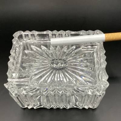 Vintage Kristall Aschenbecher 2-teilig – Rillen für Zigarette, 1970er, gebraucht