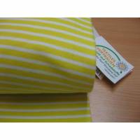 Bündchen, Schlauchware, Bündchenstoff,Feinrippe, Streifen,Gelb/weiß,Oeko-Tex Standard 100(1m/11 €)