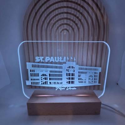 St. Pauli LED-Lampe komplett oder separates Acrylmotiv mit Fußballstadion