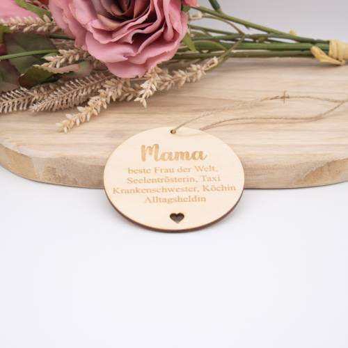Anhänger aus Holz Mama / Papa 6 cm
