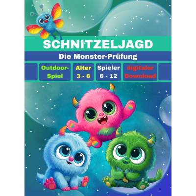Schnitzeljagd / Schatzsuche Monster für Kindergeburtstag für Kinder ab 3, 4, 5, 6 Jahre