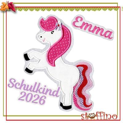 3tlg. Einhorn Applikations-Set Einschulung 2026 personalisiert – Wunschname – Schultüte & DIY