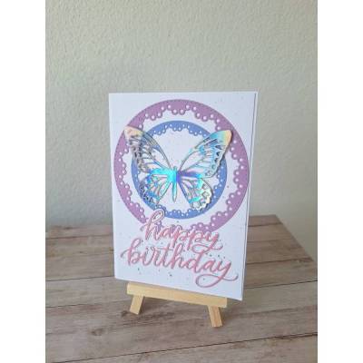 Handgemachte Glückwunschkarte zum Geburtstag / Schmetterling / Happy Birthday