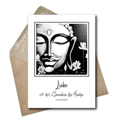 Postkarte mit Buddha und Spruch - Glückwunschkarte - DIN A6 - Kunst im Kuvert