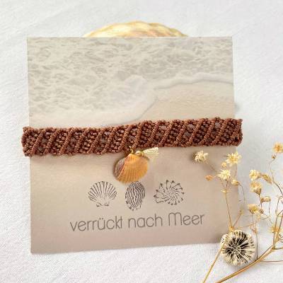 Muschelarmband, Makramee Armband mit Muschel, maritimes Boho Armband, handgemachter Strand Schmuck, für Meerliebhaber