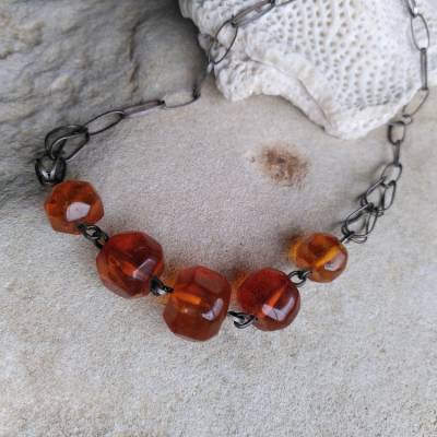vintage Collier Bernstein Silber signiert Hein Meyer