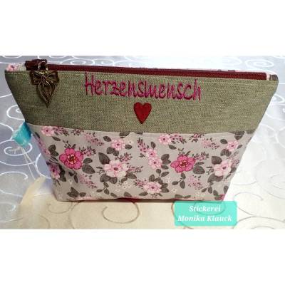 Kleines Kosmetiktäschchen  "Herzensmensch"