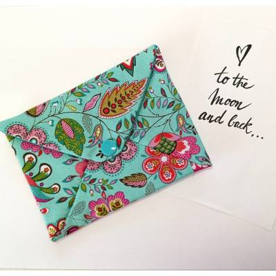 Briefumschlag,13,5cm x 10,5cm, Baumwollstoff, Paisley, Geschenkverpackung, Liebesbrief