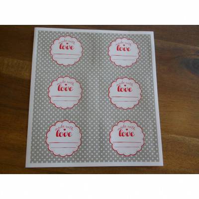 18 Made with Love Sticker – Selbstklebende Polka Dots Etiketten Rechteckig, 5,5 x 4 cm