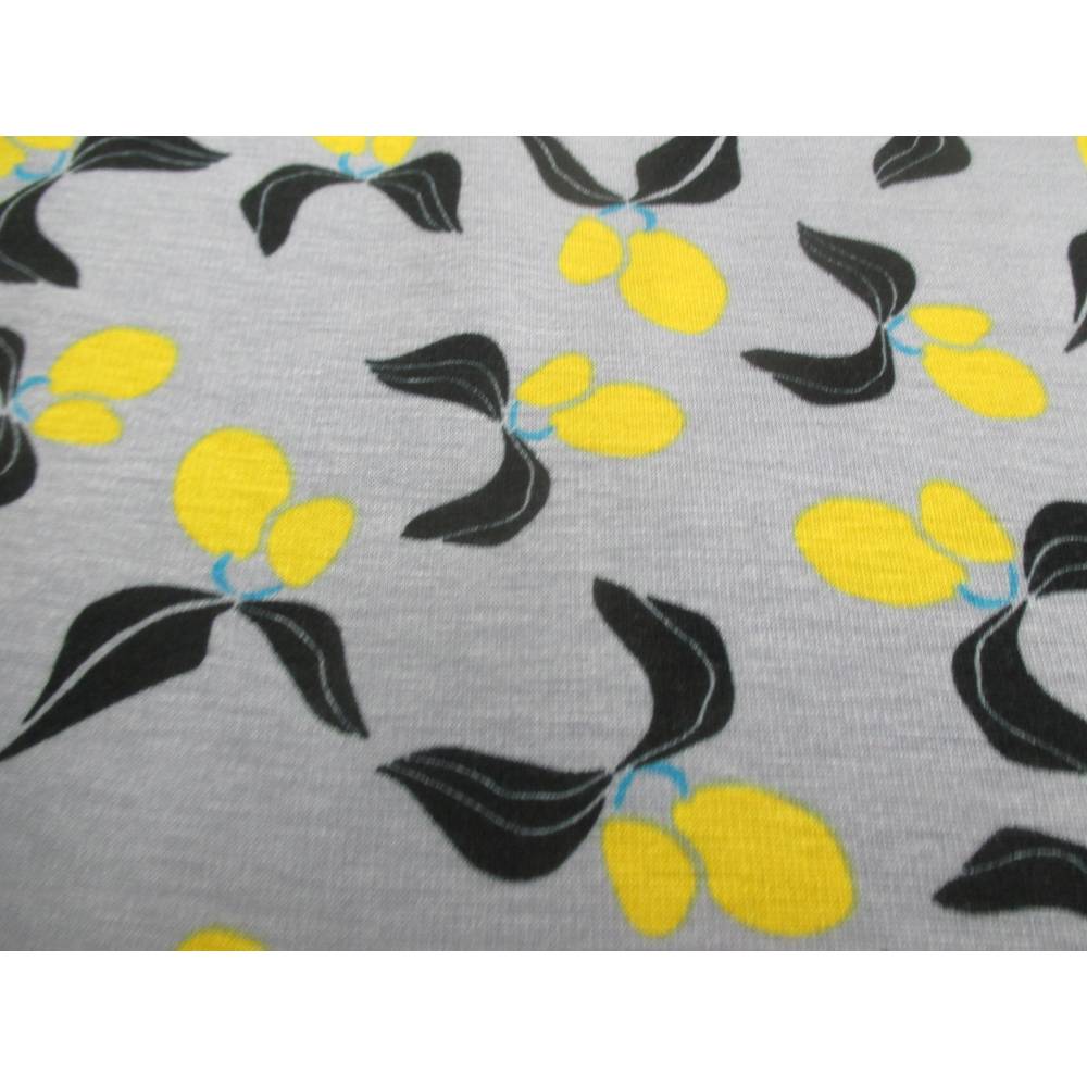Rest:1,40m x 1,55m Alpenfleece Kuschel Sweat Zitrone hellgrau Bild 3