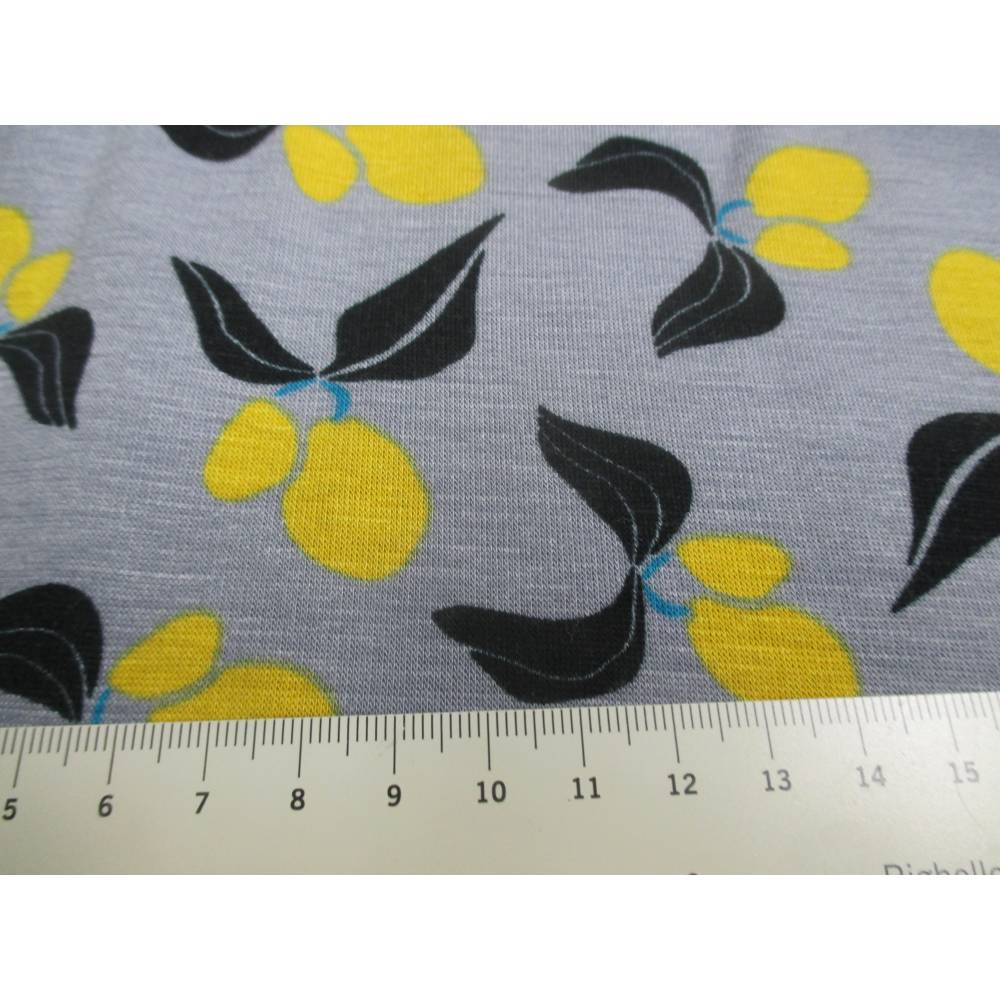 Rest:1,40m x 1,55m Alpenfleece Kuschel Sweat Zitrone hellgrau Bild 4