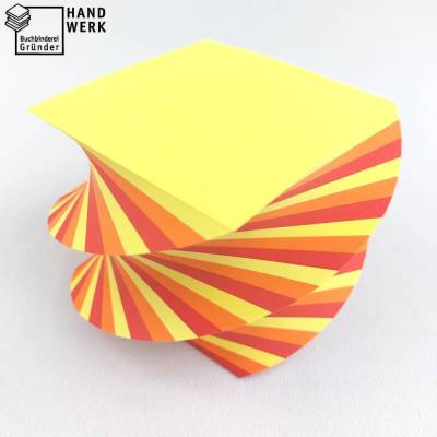 Abreißblock, gedreht, Notizblock, gelb, orange, rot