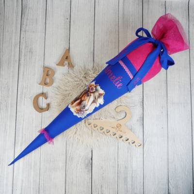 Schultüte Pferd Royalblau Pink mit Glitzer Tüll 70cm 85cm   *personalisierbar Step by Step Butterfly Nigh