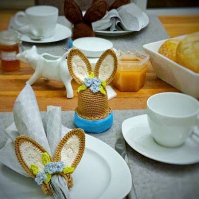 Eierwärmer und Serviettenring Funny Bunny, Häkelanleitung für eine tolle Dekoration zu Ostern