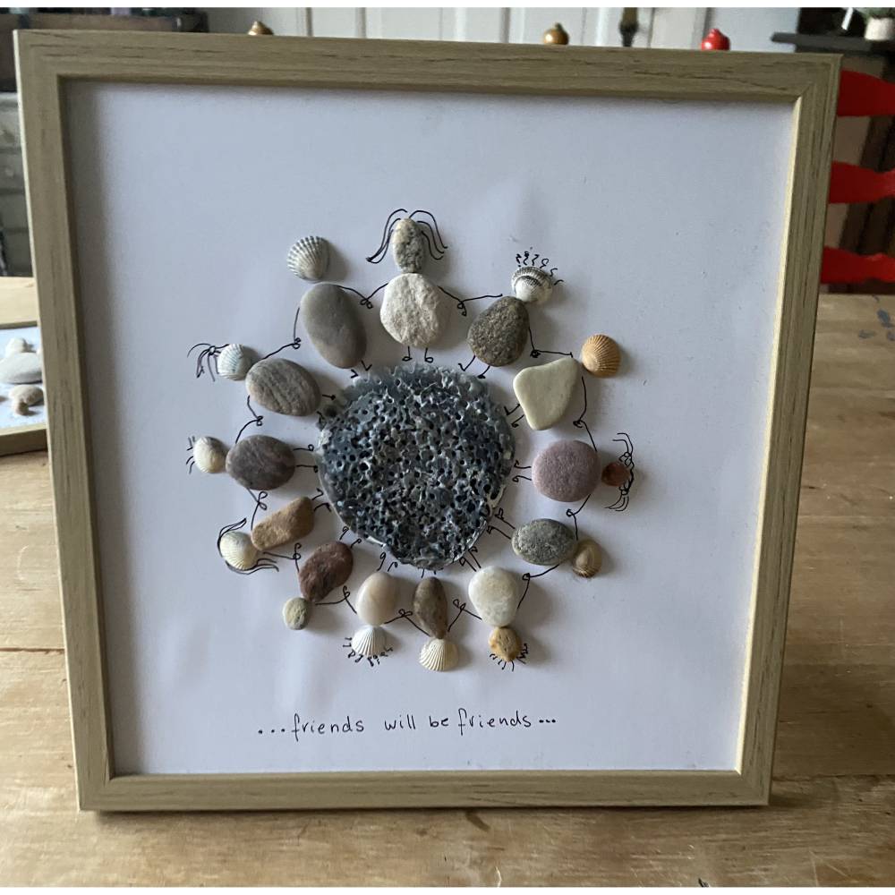 Steinbild Freunde, Geschenk für liebe Menschen, Meer Dekoration Bild 1