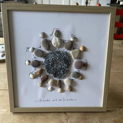 Steinbild Freunde, Geschenk für liebe Menschen, Meer Dekoration