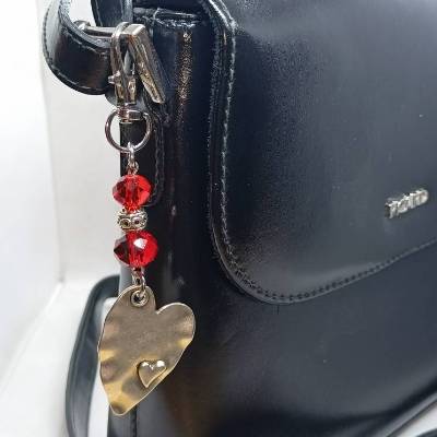 Taschenbaumler, Anhänger für die Handtasche, Glasperlen, rot, Valentinstag