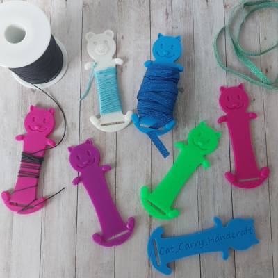  Leere Spule / Spulenwickler Aufbewahrung / Gummiband + Band Organizer / Garnspule /Spulen-Kätzchen / Wickelkarte Katze 