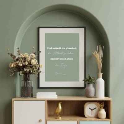 Und sobald du glaubst die Antwort zu haben - Motivationsposter für Frauen, Achtsamkeits Wandbild als PDF-Download
