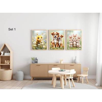 Bauernhof Poster Set Nr. 1/33 | 3er Set von DOPIXIO |  Tiere Kinderzimmer Deko | Digitaler Download 30x40