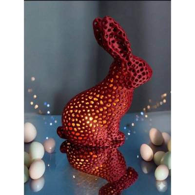 Moderne Osterdeko Hase – 3D Druck Voronoi Design – LED Windlicht Osterhase – Geschenk zu Ostern – Bio-Kunststoff (PLA) –