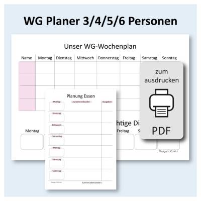 WG Wochenplaner mit Speise- und Einkaufsplan als PDF – Für 3 bis 6 Personen – DIN A4 zum Ausdrucken