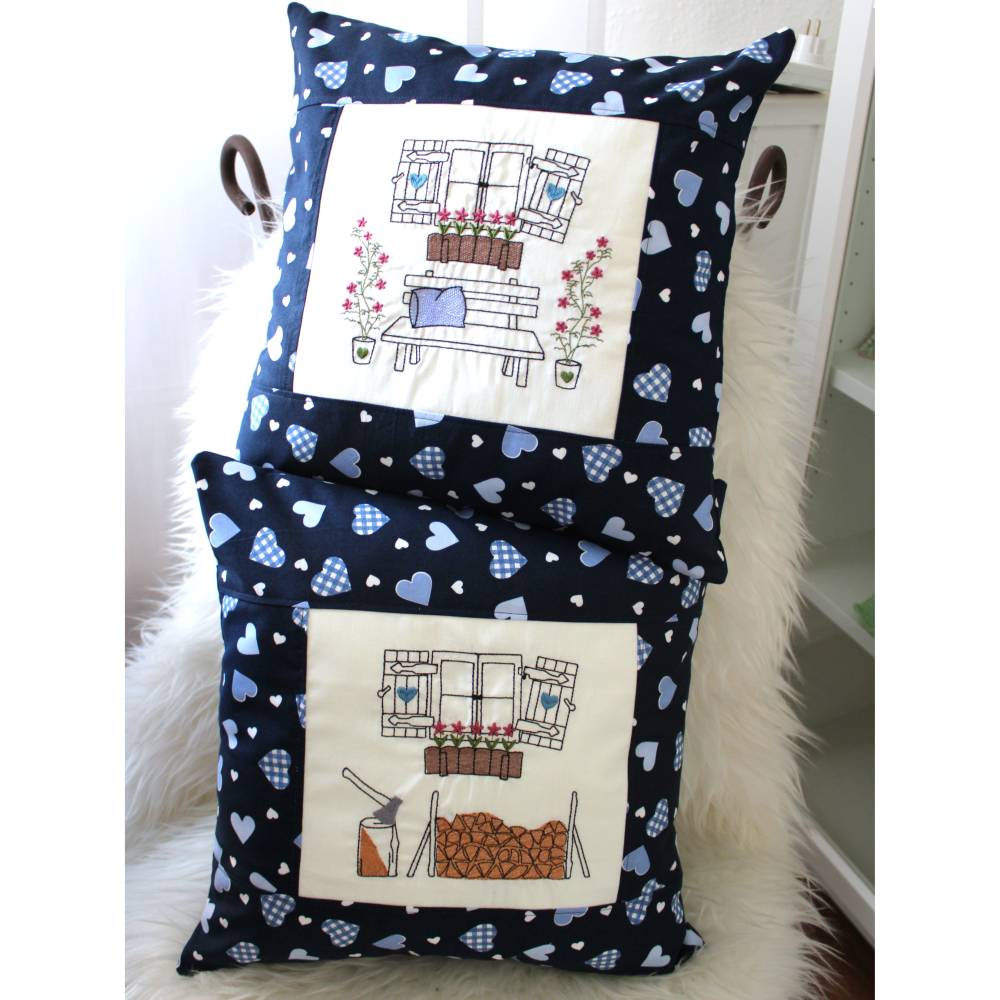 Stickdatei Gartenbank am Schupfen Scheune altes Fenster Bild 4