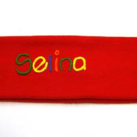 Stirnband rot mit Namen-Selina beschriftet–Last Minute Geschenk für Mädchen Kinder Geburtstag Kommunion Einschulung