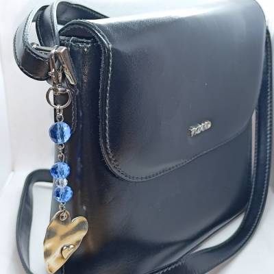 Taschenbaumler, Anhänger für die Handtasche, Glasperlen, hellblau/klar