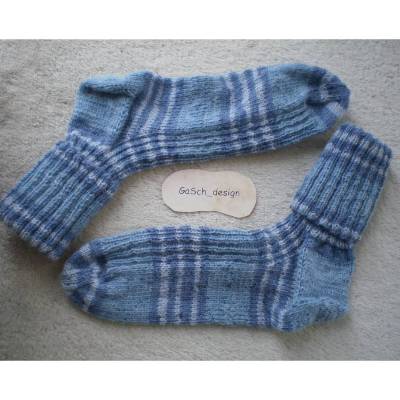 Handgestrickte Damensocken Größe 41/42 | himmelblau | Weiche Socken