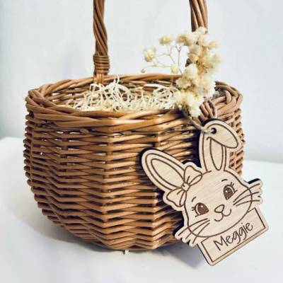 Personalisiertes Osterkörbchen aus Weide mit Hasen Anhänger – Nachhaltiges Ostergeschenk für Kinder