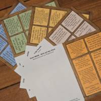 5 Karten mit Aussagen von Bewohnern aus Pflegeheimen zu den Themen: Winter, Familie, Glück, Zuhause, Geburtstag