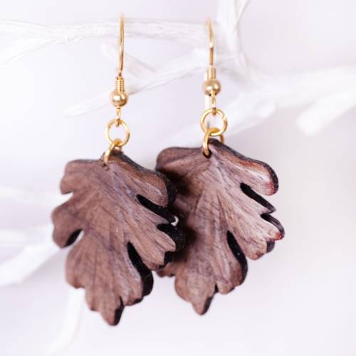 Nussbaum  - Elbenblatt - Ohrringe