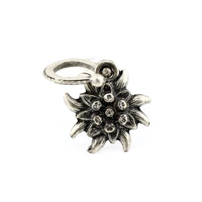 Trachten Schmuck Anhänger Edelweiß für Schal oder Halstuch Silberfarbig geschwärzt Schwer Massiv