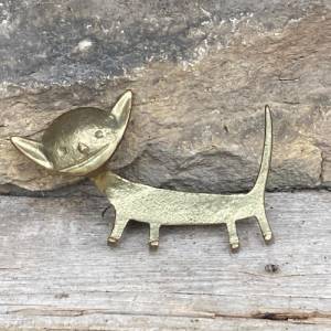 Walter Bosse Hakenleiste Katze / Schlüsselleiste aus Messing Vintage 50er Jahre
