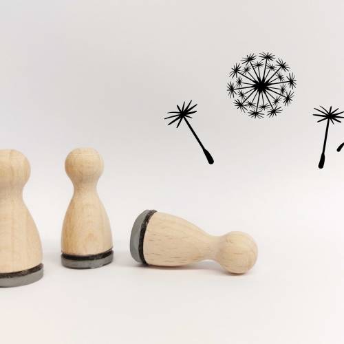 Ministempelset Pusteblume | 3 Stempel mit 12mm Durchmesser | Holzstempel Frühling / Ostern
