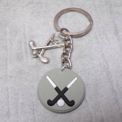 Personalisierbarer Feldhockey Schlüsselanhänger mit Hockeyschlägern