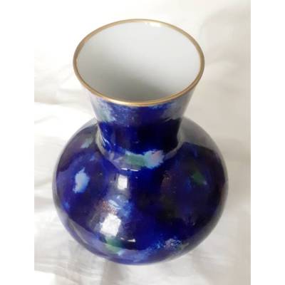 Vintage  Porzellan Vase mit Echt-Kobalt-Dekor von der Wallendorfer 1764