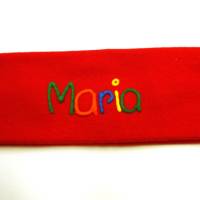 Stirnband rot mit Namen-Maria beschriftet–Last Minute Geschenk für Mädchen Kinder Geburtstag Kommunion
